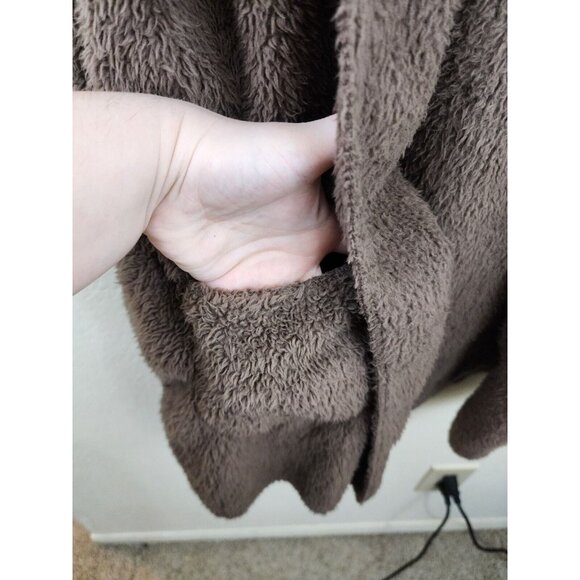 Cherish Womens M Hooded Brown Fleece Sherpa Vest With Pockets - Picture 2 of 7